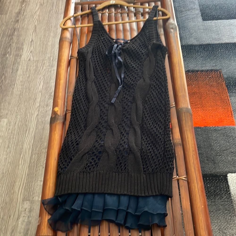 💙Free People Navy Blue knit sweater Dress Size Small 🎉Brand New